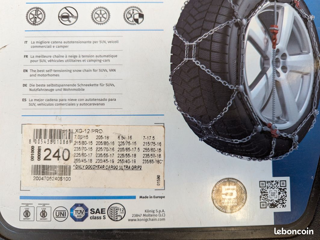 Chaînes à Neige 215/45 R16 - Maillons Acier 9 Mm - Homologuées - Modèle à Croisillons - Kit Complet Avec Gants Et Tapis