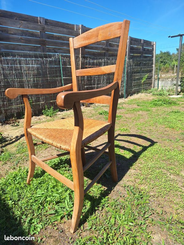 Fauteuil bois et paille (image 2)