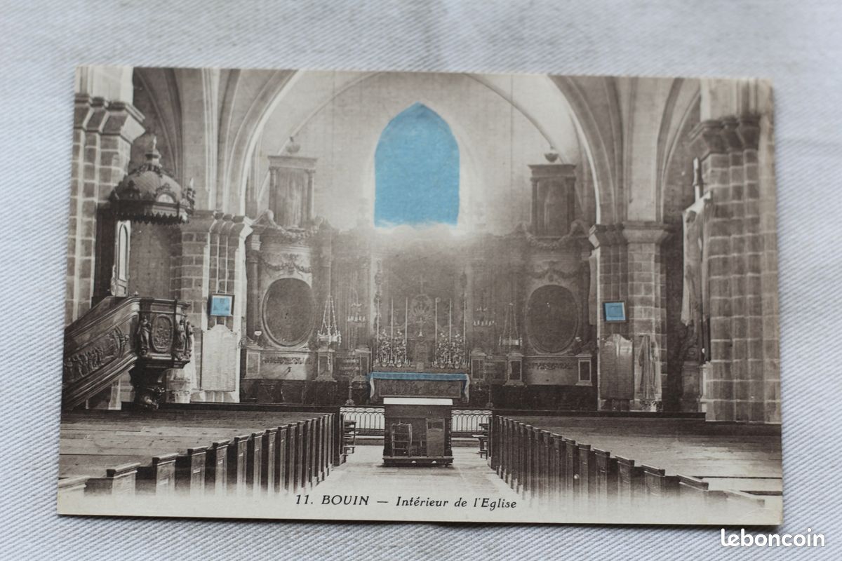 Bouin, intérieur de l'église, Vendée 85, carte postale ancienne cpa, vf91 (image 1)