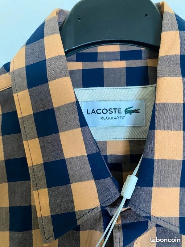 Chemise Blue Lemon Homme – Manches Courtes – Carreaux Orange – Taille S – NEUF