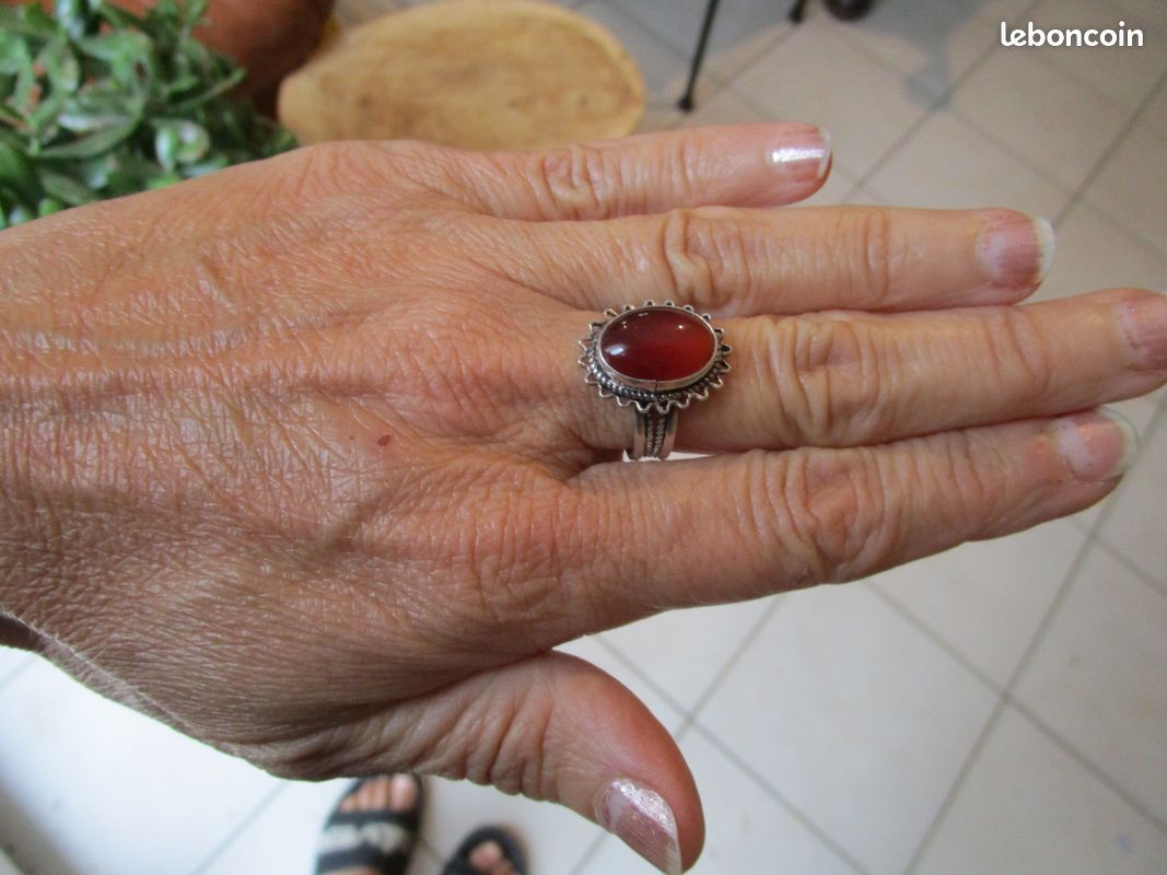 Bague En Argent 925 Et Cornaline BA-AR-144 - Taille 63, Magnifique, Neuve Avec étiquettes