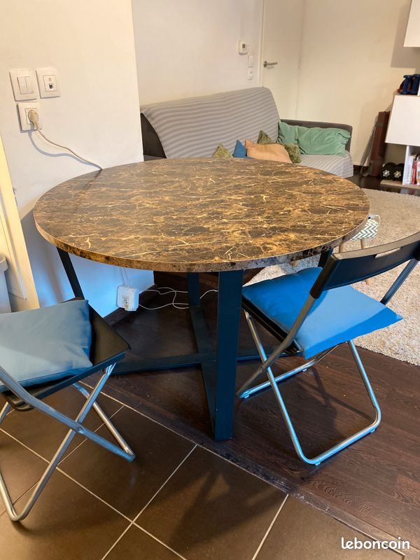 Table ronde effet marbre (image 2)