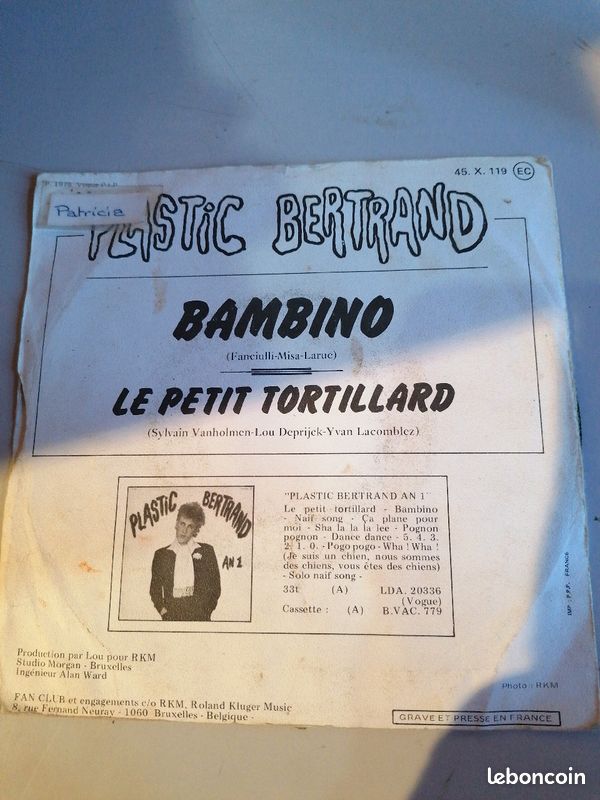 Vinyle 45 tours plastic Bertrand bambino (image 2)