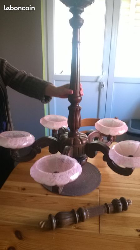 Lampe rustique 5 bras Chêne massif (image 2)