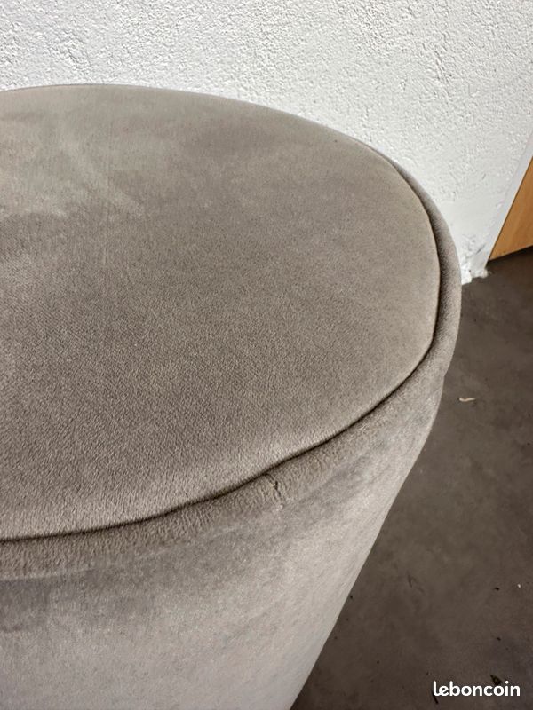 Pouf velours gris clair (image 3)