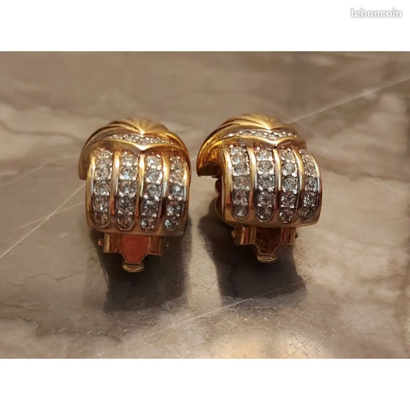 Boucles D'oreilles Clips Nina Ricci Vintage - 2 Paires, Dorées, Occasion