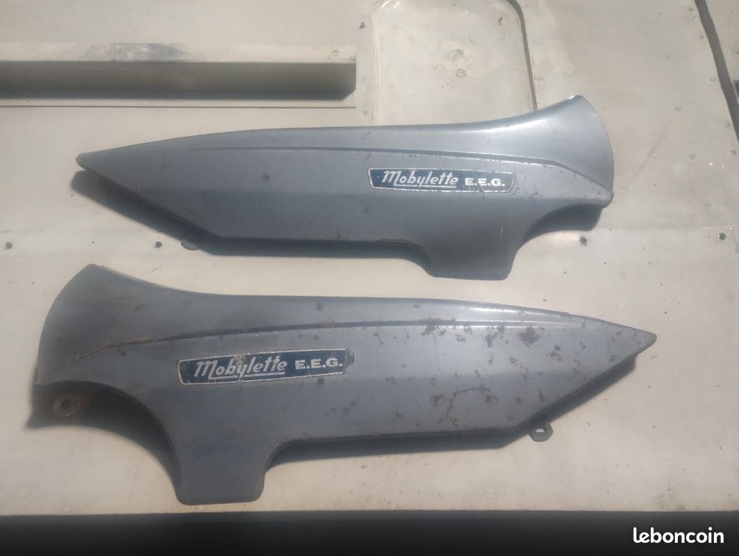 Paire De Caches Latéraux Gris Bleu Pour Mobylette MBK 88 - RSM, Neuf, Fabriqué En France