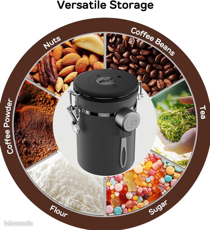 Boîte à Café Hermétique 500g Pro@Home43® Blanche - Acier Inoxydable Avec Calendrier