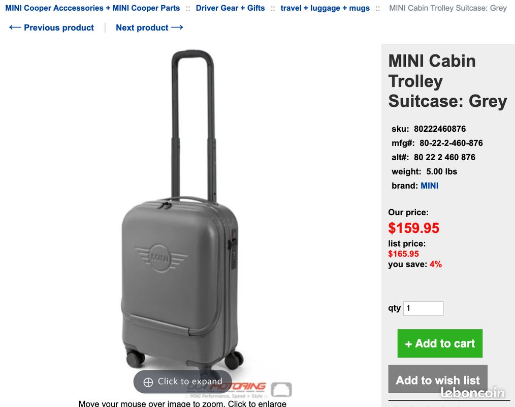 Valise Cabine bleue, Marque Mini Accessoires Bagagerie