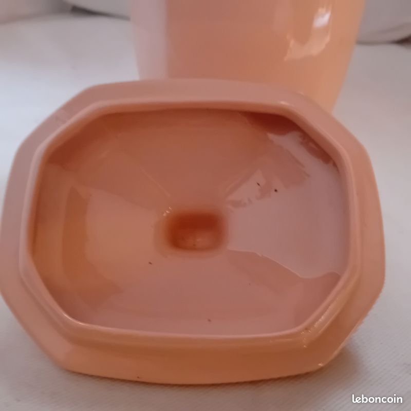 Série de pot de cuisine faïence Digoin Sarguemines de Type Beaujeu rose-crème (image 4)