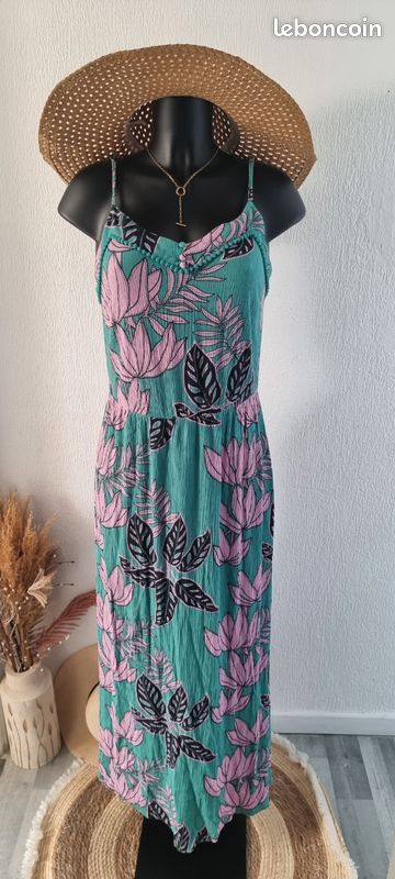Robe Promod Taille M - Couleur Bleue, Style évasé, Longueur Genou, Très Bon état Occasion