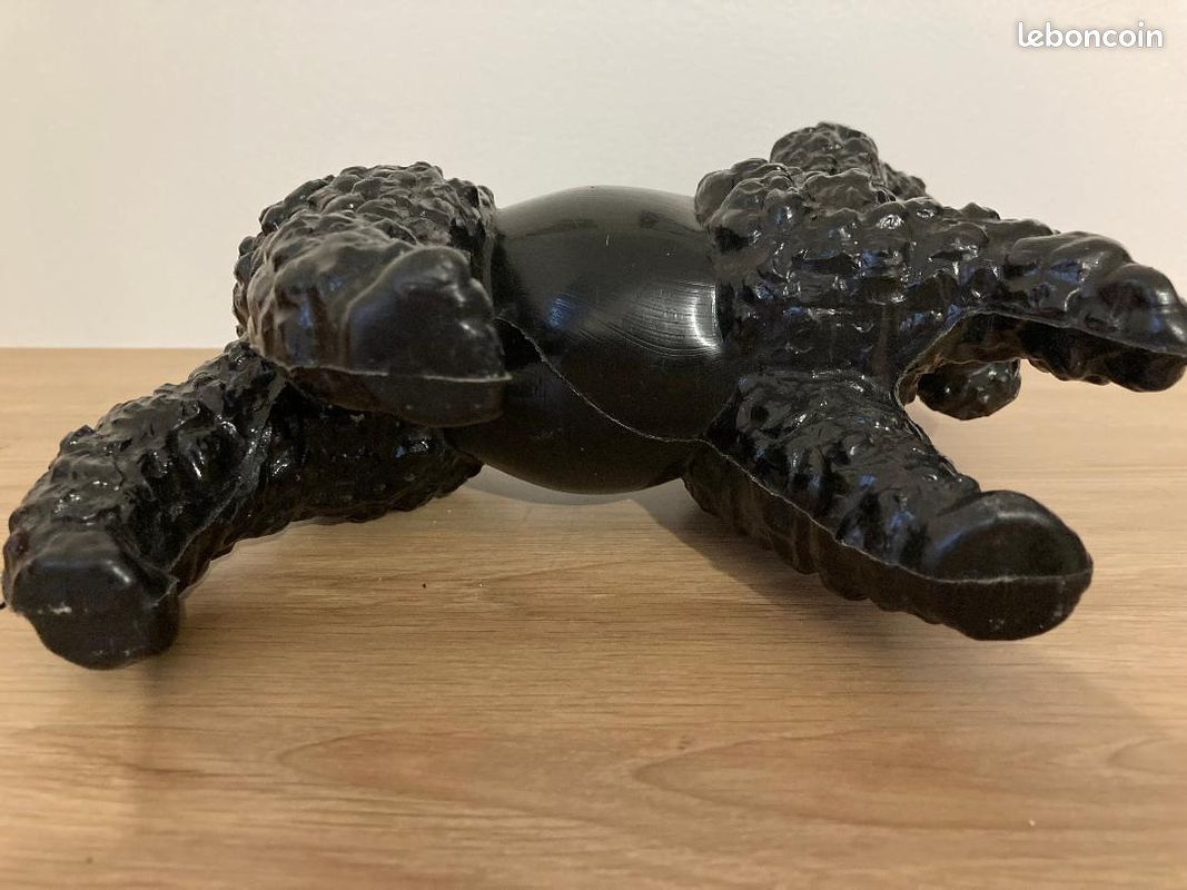 Jouet Vintage Chien Caniche Sur Roulettes - Plastique - Années 1960/70