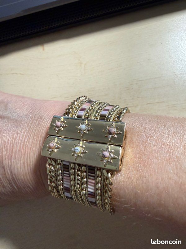 Bracelet Manchette HIPANEMA – Multirangs Perles – Longueur 17 Cm – Fermoir Magnétique – Neuf Avec étiquettes