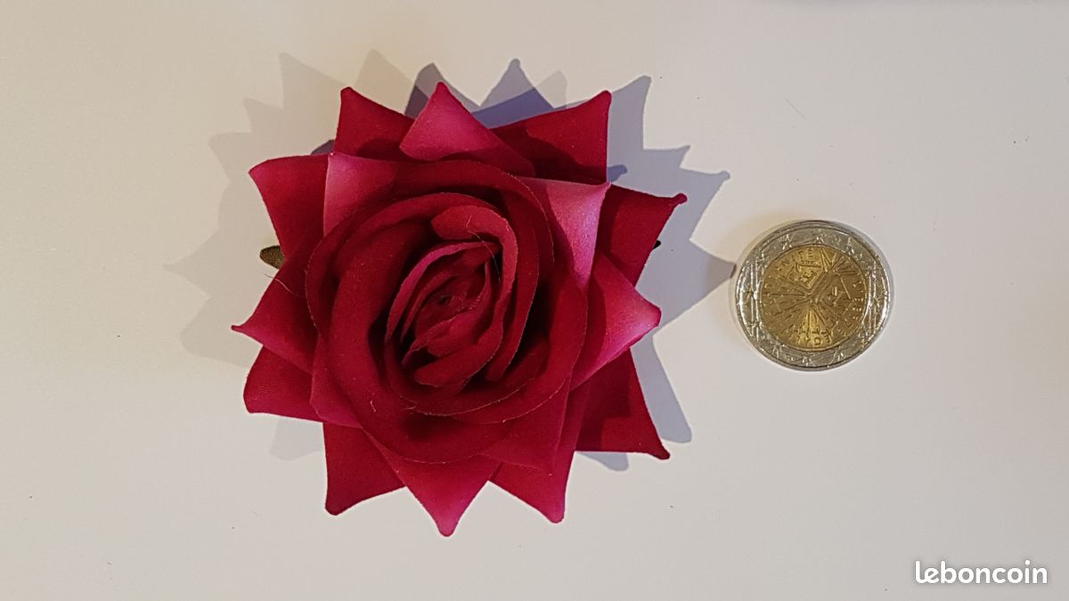 Barrette à Cheveux Fleur en forme de Rose Rouge et roseB2 neuf (image 2)