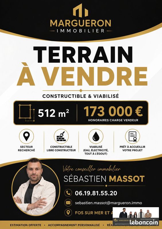 Terrain 512 m² · à Fos-sur-Mer · 512 m² · 173 000 €