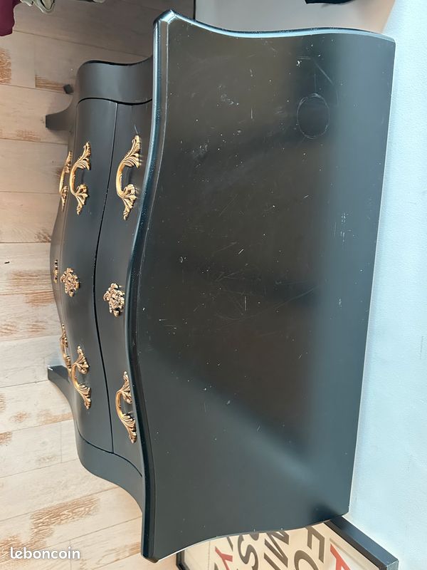 Commode noire baroque 3 tiroirs (image 2)