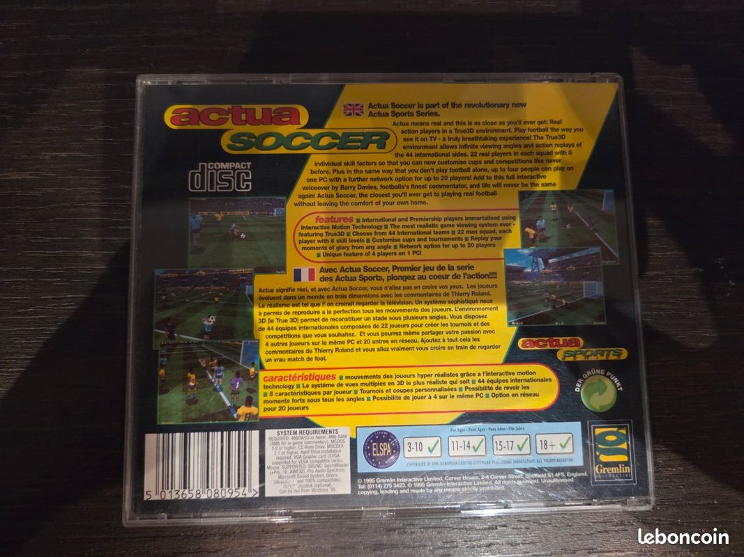 Actua Soccer 3 CD ROM Atari - EXAG095 Scellé 8033087051681