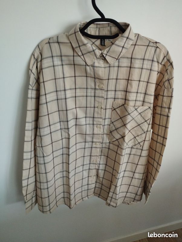 Chemise Oversize Chemise Ã Carreaux H&m Chemise à Carreaux H&M Beige Taille  XS Vêtements