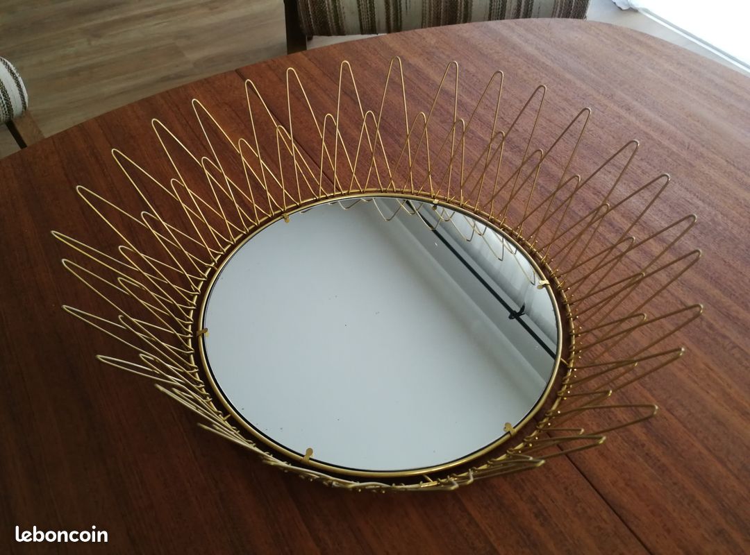 Miroir Soleil Vintage années 60 diamètre 58 cm (image 7)
