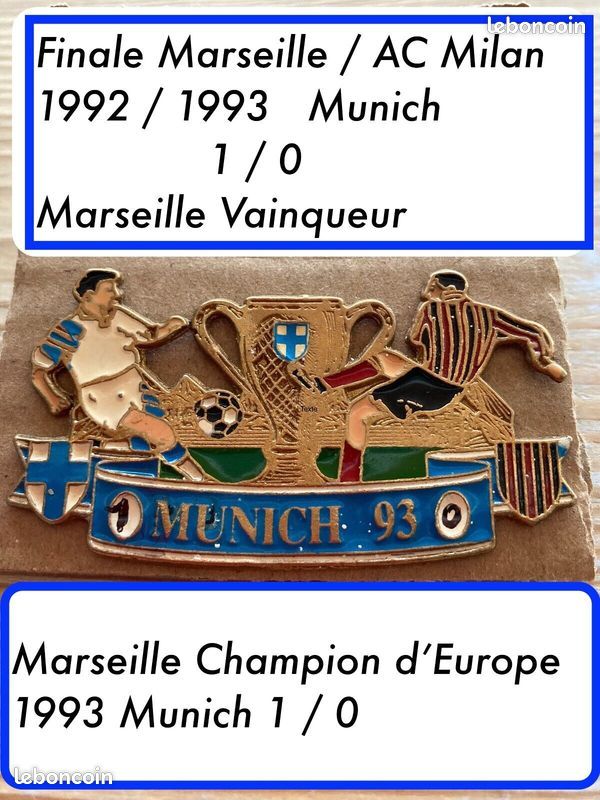 Pin's OM 92-93 : Allez L'OM - Coupe D'Europe 1992 (Olympique De Marseille)