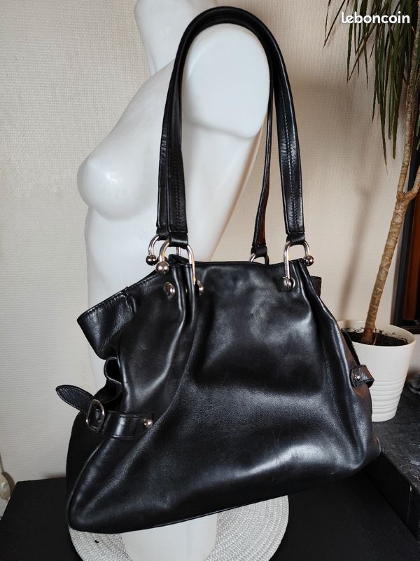 Sac à main en cuir noir - Renouard (image 1)