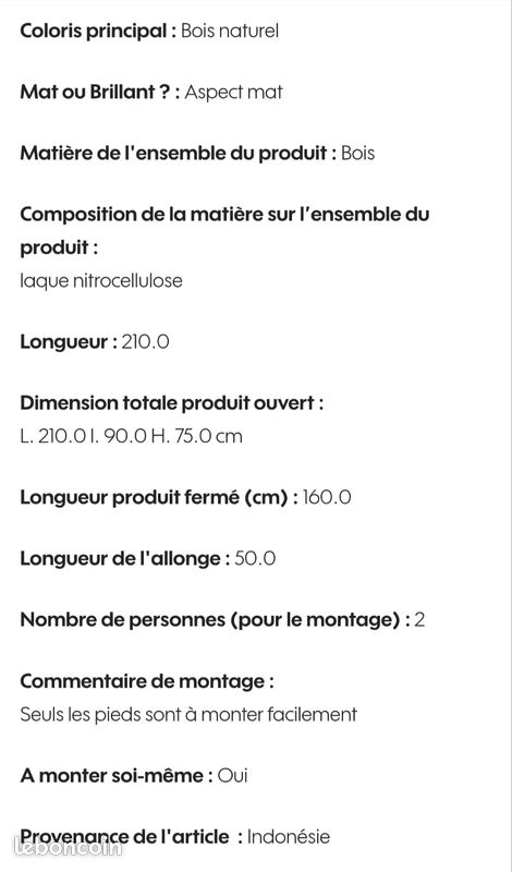Table bois massif (teck) extérieure extensible (image 7)