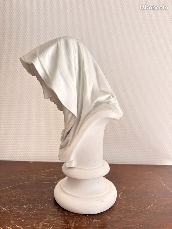 Ancien Sculpture Vierge Marie Voilée Mater Dolorosa Mère Douleurs Renaissance Baroque Biscuit XIXème (image 4)
