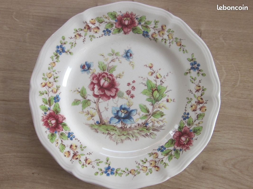 Assiette Plate Ancienne Sarreguemines Décor Eden – Faïence Française