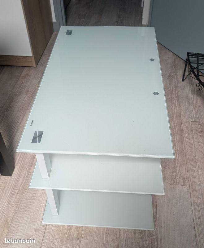 Meuble tv en verre couleur blanche (image 3)