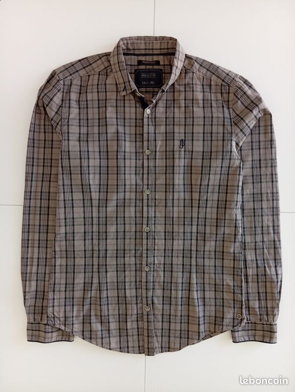 Chemise Homme à carreaux beige Vêtements