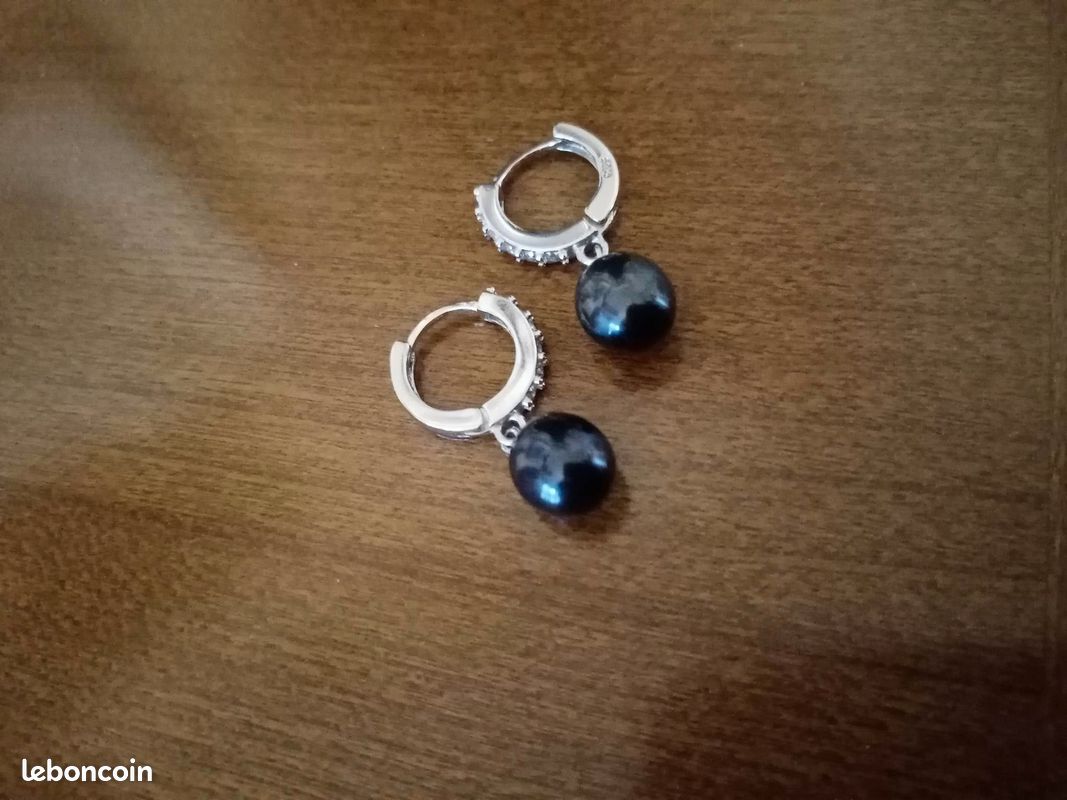 2 Perles Indonésiennes En Alliage Argent Antique - 25x13 Mm, Noir, Neuf