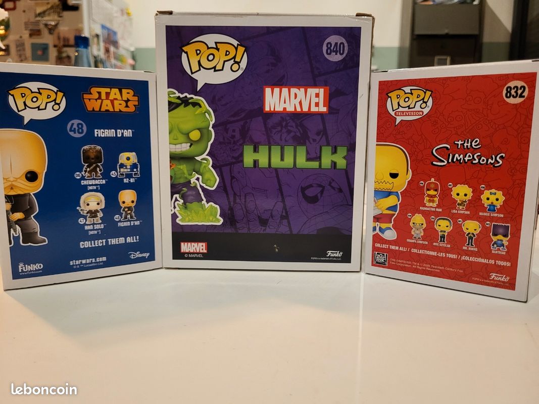 Lot de figurines Funko Pop Neuve Stars Wars Figrin d'An #48 The Simpson Comic Book Guy #832 et Marvel Hulk #840 neuve (image 5)