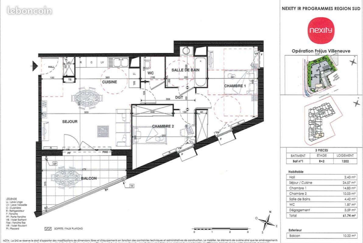 Appartement a louer frejus - 3 pièce(s) - 62 m2 - Surfyn