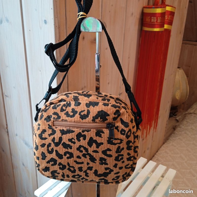 Tote Bag Femme Velours Côtelé Imprimé Léopard - Sac Épaule Souple Bandoulière Shopping Quotidien