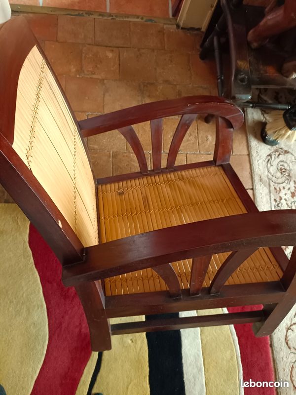 Fauteuil bambou bois colonial (image 2)