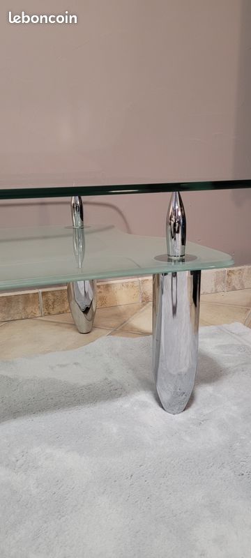 Table basse en verre avec pieds inox (image 2)