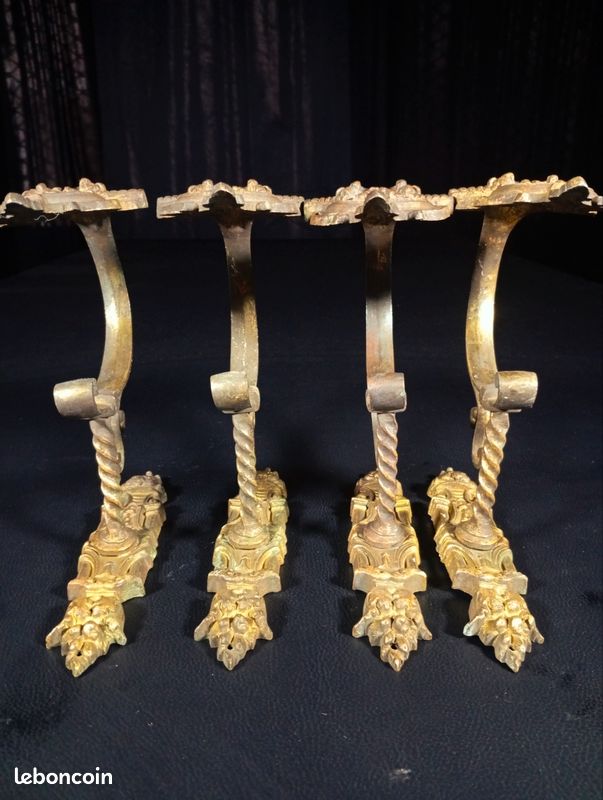 Lot de 2 embrases de rideaux anciennes en laiton colori bronze