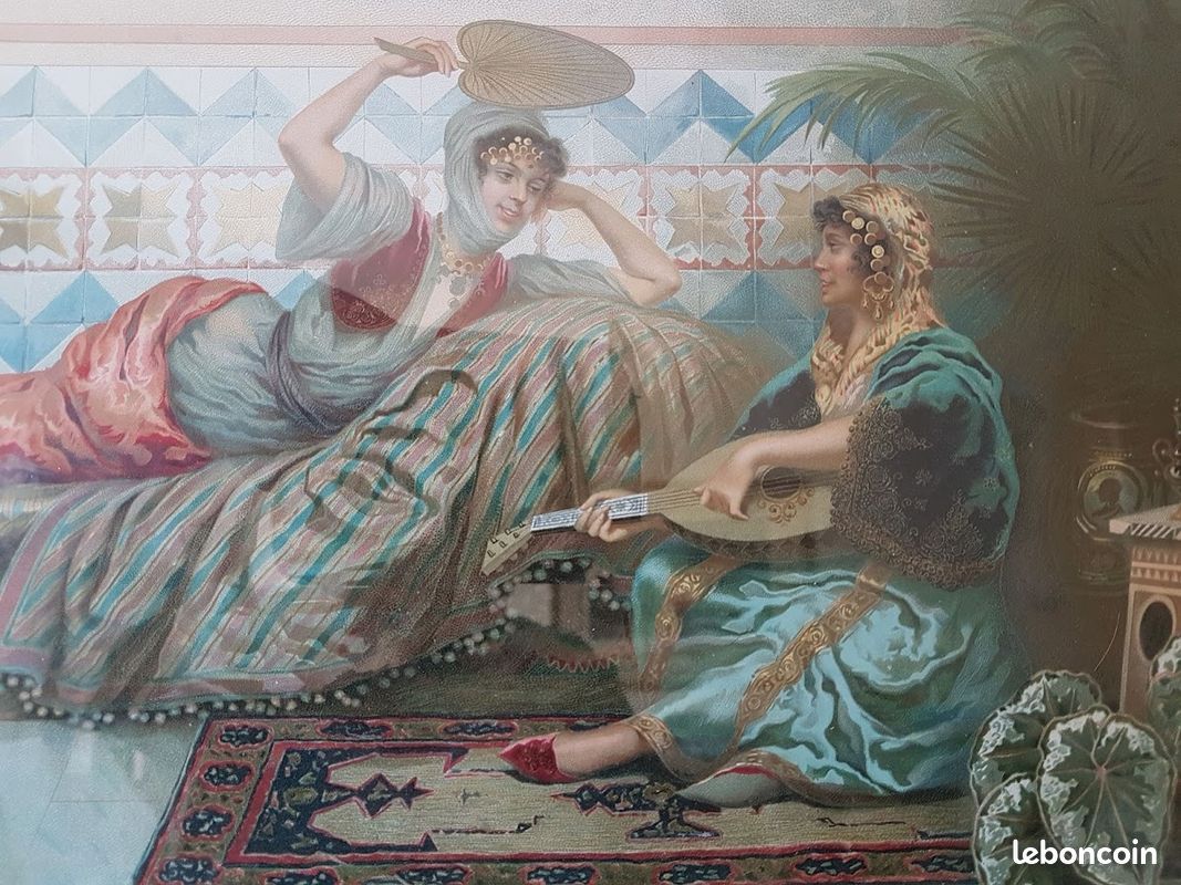 Chromolithographie fin 19e siècle André-Benoit Barreau- Gaetano TAUREL les orientales 68x55cm encadré (image 5)