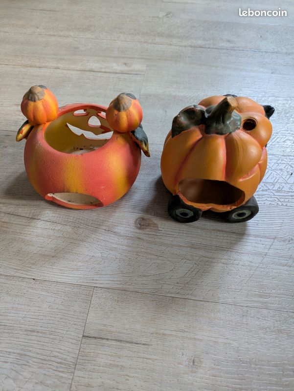 Photophore En Porcelaine Fine Forme Citrouille – 10.4 Cm, Couleur Orange, Décoration D'automne Ou Halloween