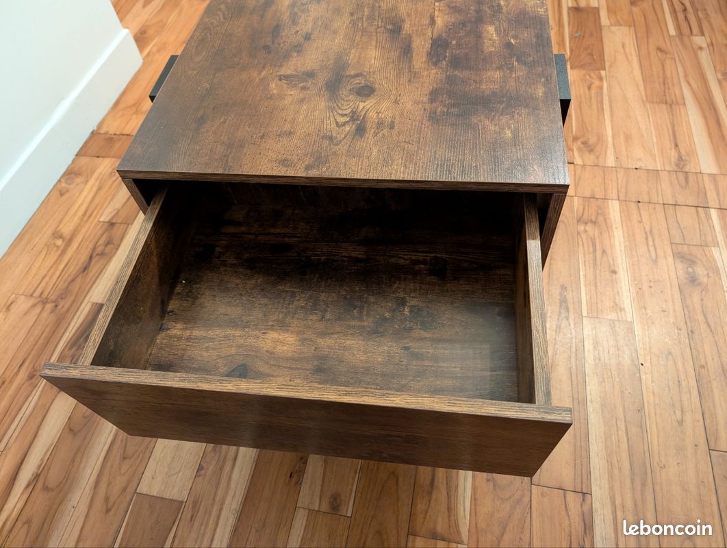 Table basse - 100Lx55lx40h - 2 tiroirs - ID market (image 3)