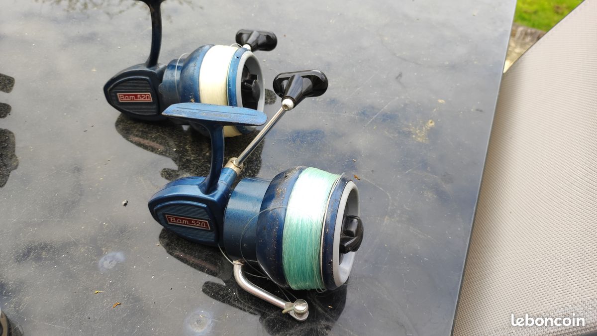 ancien moulinet de pêche BAM 500- Bleu - Bon état - ramasse