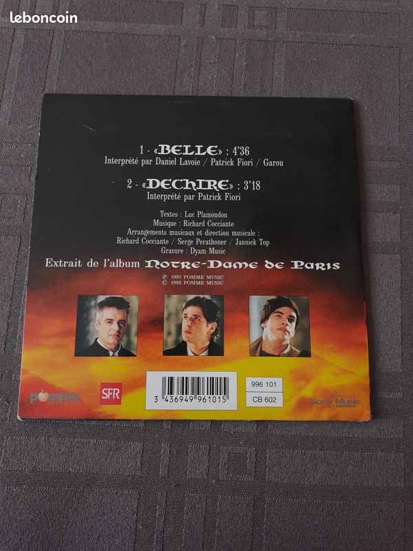 CD 2 titres - Notre Dame de Paris, Belle (image 2)
