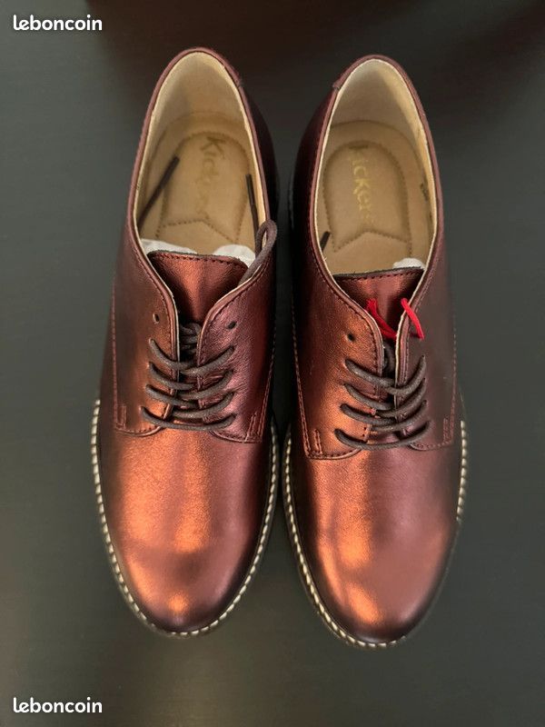 Kickers Oxfork Derbys Femme – Chaussures Cuir Élégantes & Confortables, Semelle Caoutchouc, Style Intemporel