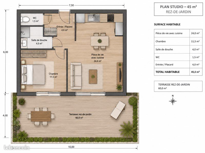 Appartement 2 pièces 45 m² · à Valserhône · 45 m² · 170 000 €