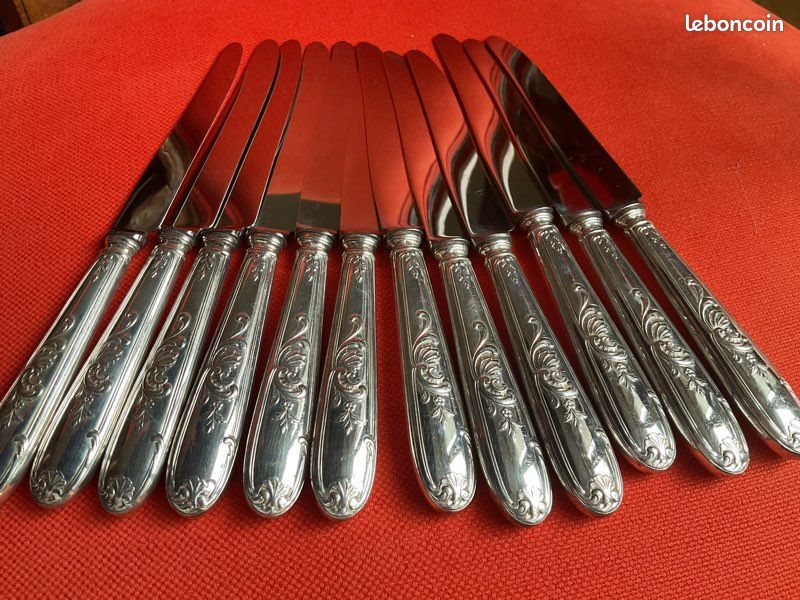 12 Couteaux De Table En Métal Argenté Orfèvre HAVILAND CBI Modele Atlas