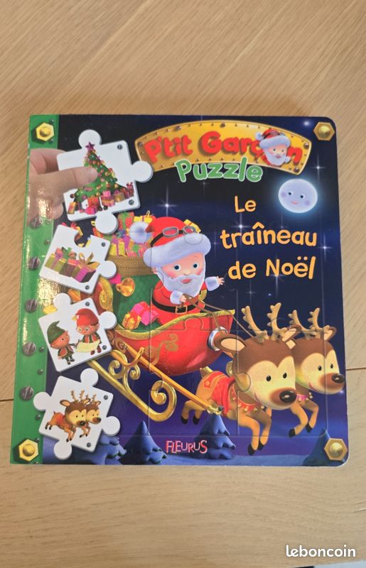 Livre puzzle Le traîneau de Noël Fleurus enfant très bon état (image 1)