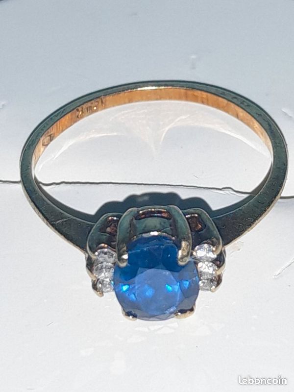 Bague ancienne or saphir diamants (image 5)