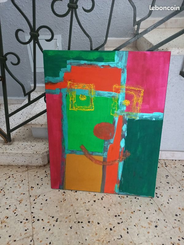 Tableau grande peinture naïve (image 1)