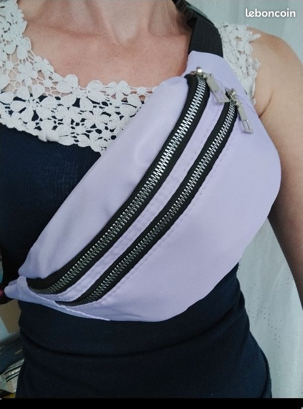 Neuf sac banane en nylon lilas femme accessoire poitrine taille épaule quotient sport (image 3)