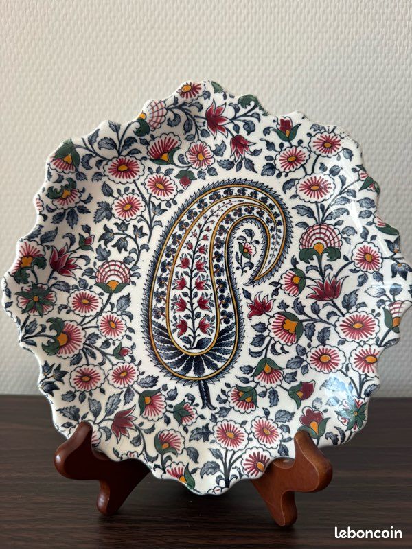 Assiette décorative, petit plat Gien cachemire (image 3)